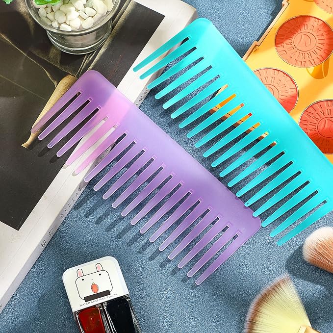Patelai Wide Tooth Comb Large Hair Detangling Comb for Curly, Wet Dry Hair, No Handle Detangler Accessories(Cyan, Purple)