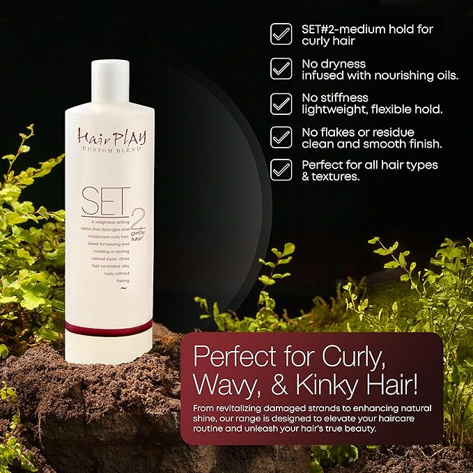 HairPlay Set #2 Hair Foam Mousse - Medium Hold Styling Foam for Frizz Control - Hair Mousse for Curls - Curl Defining Mousse - Mousse for Wavy Hair - Refill Hair Mousse Bottle - 16 Fl Oz