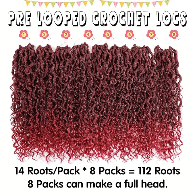 Fulcrum Goddess Locs Crochet Hair 16 Inch, 8 Packs New Faux Locs Crochet Hair for Black Women, Crochet locs with Curly Ends (16Inch (Pack of 8), TBUG#)