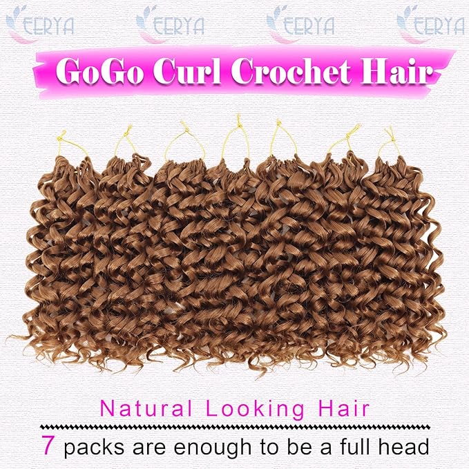 7 Packs GoGo Curl Crochet Hair 8 Inch Short Curly Crochet Hair for Women Deep Wave Beach Curl Crochet Braids Synthetic Braiding Hair Extensions(8 Inch, #30)