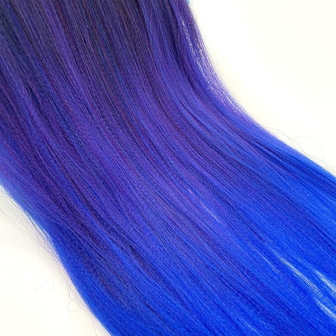 Pre Stretched Braiding Hair Ombre Black Purple Blue Braiding Hair Pre Stretched 26 inch 3 packs Colored Crochet Hair Extensions for Box Braids