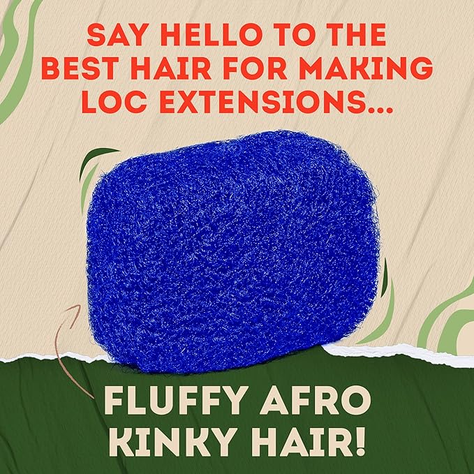 Locsanity Afro Kinky 100% Bulk Natural Human Hair - Braiding Hair for Dreadlocks, Loc Repair, Dreadlock Extensions, Twists, Braids - 8 Inches Long, 1 Oz