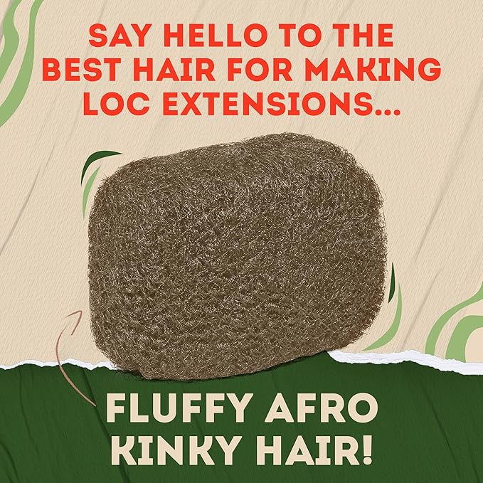 Locsanity Afro Kinky 100% Bulk Natural Human Hair - Braiding Hair for Dreadlocks, Loc Repair, Dreadlock Extensions, Twists, Braids - 8 Inches Long, 1 Oz #6