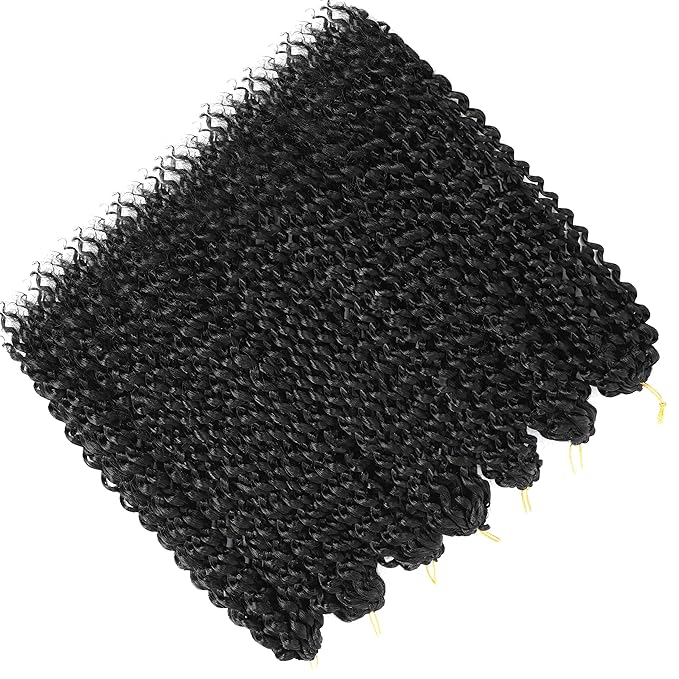 Short Passion Twist Hair 12 Inch 8 Packs Passion Twist Crochet Hair For Women Curly Water Wave Braiding Hair Spring Twist Hair Crochet Braids Synthetic Hair Extension (12 Inch (Pack of 8), 1B#)