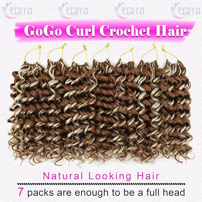 7 Packs GoGo Curl Crochet Hair 10 Inch Short Curly Crochet Hair for Women Water Wave Beach Curl Deep Twist Crochet Braids Synthetic Braiding Hair Extensions (10 Inch, P30/613)