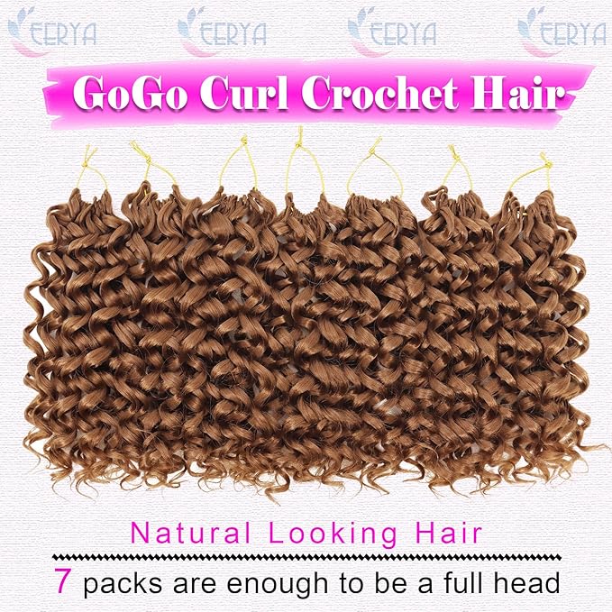 7 Packs GoGo Curl Crochet Hair 10 Inch Short Curly Crochet Hair for Women Water Wave Beach Curl Deep Twist Crochet Braids Synthetic Braiding Hair Extensions (10 Inch, #30)