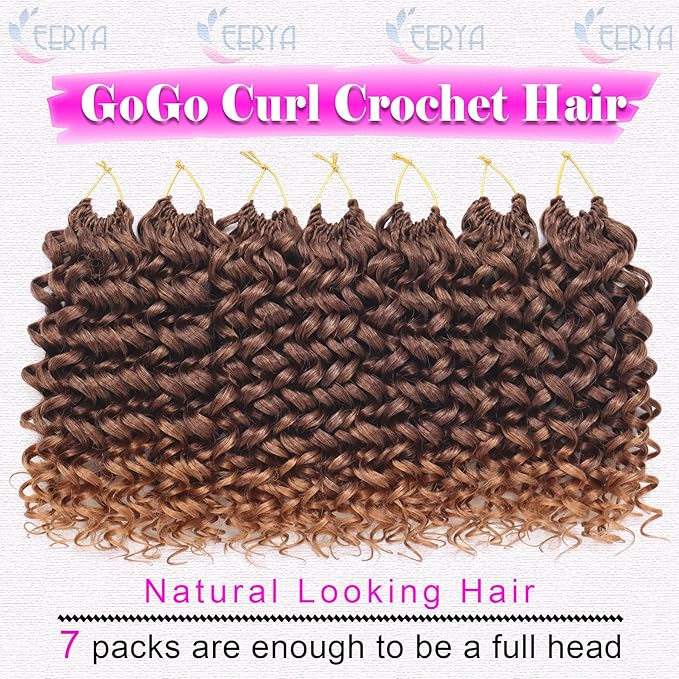 7 Packs GoGo Curl Crochet Hair 8 Inch Short Gray Curly Crochet Hair for Women Deep Wave Beach Curl Crochet Braids Synthetic Braiding Hair Extensions(8 Inch, T4/30)