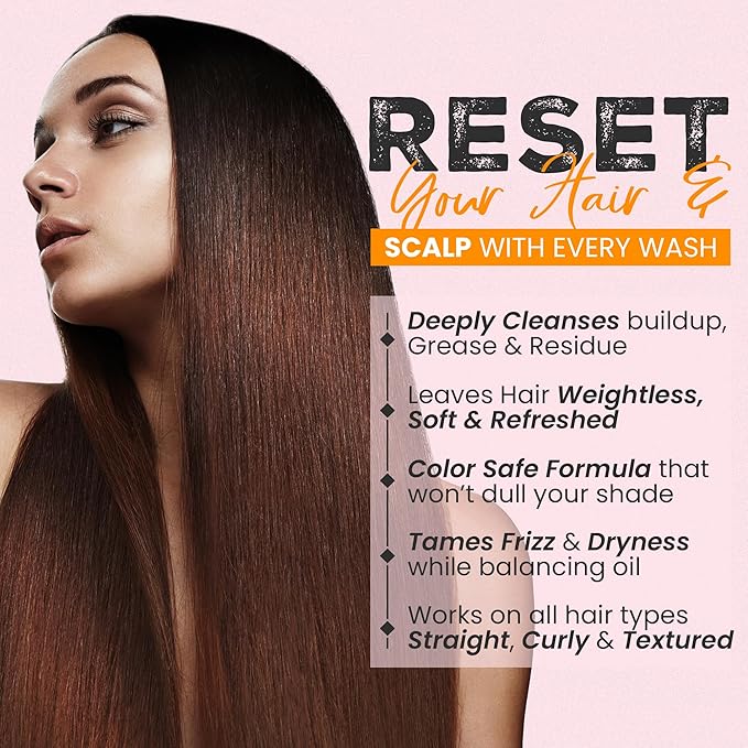 Herbishh Clarifying Deep Cleansing Shampoo for Oily Hair & Build Up (16.91 fl oz), Oil Control Cleanser for Women & Men, Color Safe Formula for Curly & Color Treated Hair