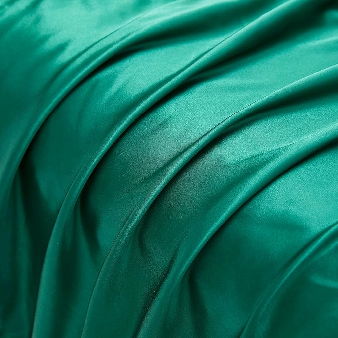 King Size Satin Pillowcase Set of 2 with Envelope Closure,Blackish Green Silk Pillowcase for Hair and Skin (20x36)