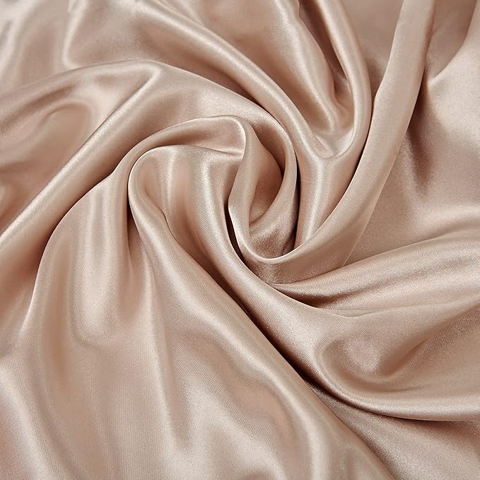 King Size Satin Pillowcase Set of 2 with Envelope Closure,Taupe Silk Pillowcase for Hair and Skin (20x36)