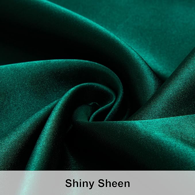 NTBAY 12 Pack Satin Queen Pillowcases for Hair and Skin, Luxurious and Silky Pillow Cases with Envelope Closure, 20 x 30 Inches, Dark Green