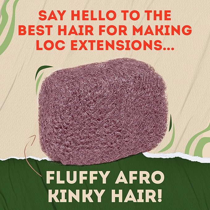 Locsanity Afro Kinky 100% Bulk Natural Human Hair - Braiding Hair for Dreadlocks, Loc Repair, Dreadlock Extensions, Twists, Braids - 8 Inches Long, 1 Oz