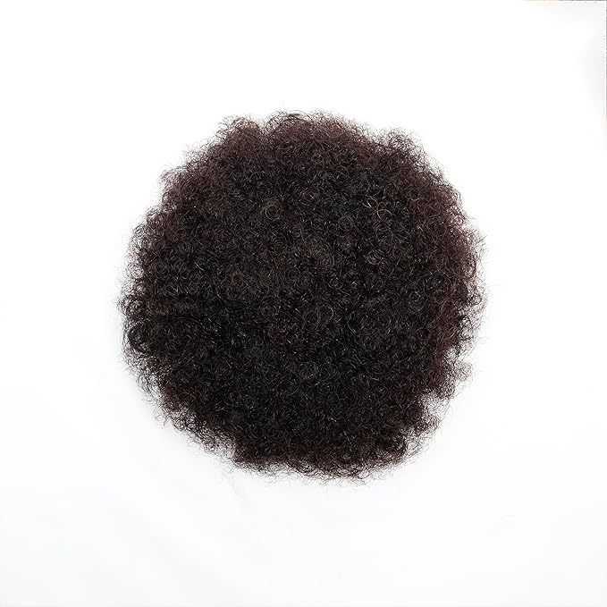 Small Afro Puff Drawstring Ponytail Human Hair Buns 1PC for Girls Kids Children Babies Black Women Natural Black Kinky Curly Hair Updo Donut Chignon 4 Inch