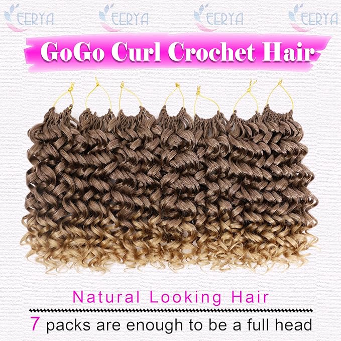 7 Packs GoGo Curl Crochet Hair 10 Inch Short Curly Crochet Hair for Women Deep Wave Beach Curl Crochet Braids Synthetic Braiding Hair Extensions(10 Inch, T33/27)
