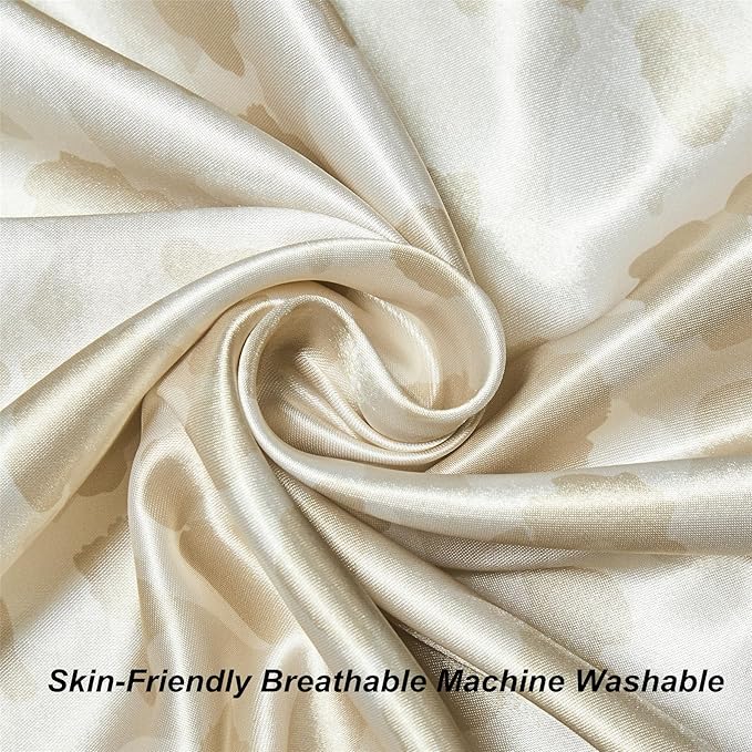 Satin Pillowcase for Hair and Skin, Leopard Print Soft Silky Pillow Cases Queen Size Pack of 2, Cooling Satin Pillowcase Set with Envelope Closure (20x30 inches, Champagne)