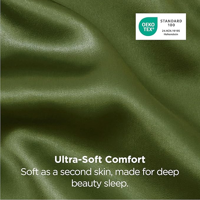 Bedsure King Size Satin Pillowcase Set of 2 - Moss Silky Pillow Cases for Hair and Skin with Envelope Closure, Similar to Silk Pillow Cases, Gifts for Women Men, 20x36 Inches, 2pcs