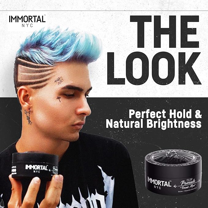 Immortal NYC Iconic Men Cream Pomade - Flex Medium/Stong Hold - Low Shine All Natural Water-Based Hair Cream Pomade for Men - No Residue, All Hair Types
