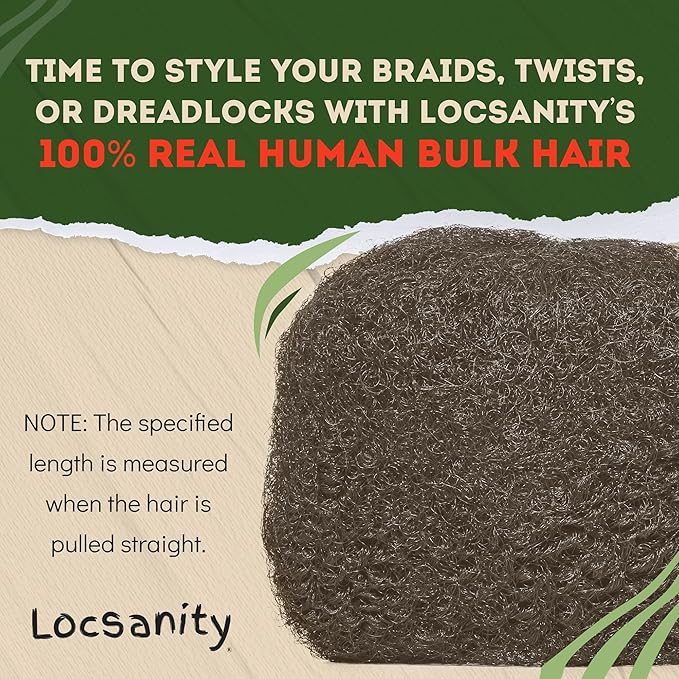 Locsanity Afro Kinky 100% Bulk Natural Human Hair - Braiding Hair for Dreadlocks, Loc Repair, Dreadlock Extensions, Twists, Braids - 8 Inches Long, 1 Oz #4
