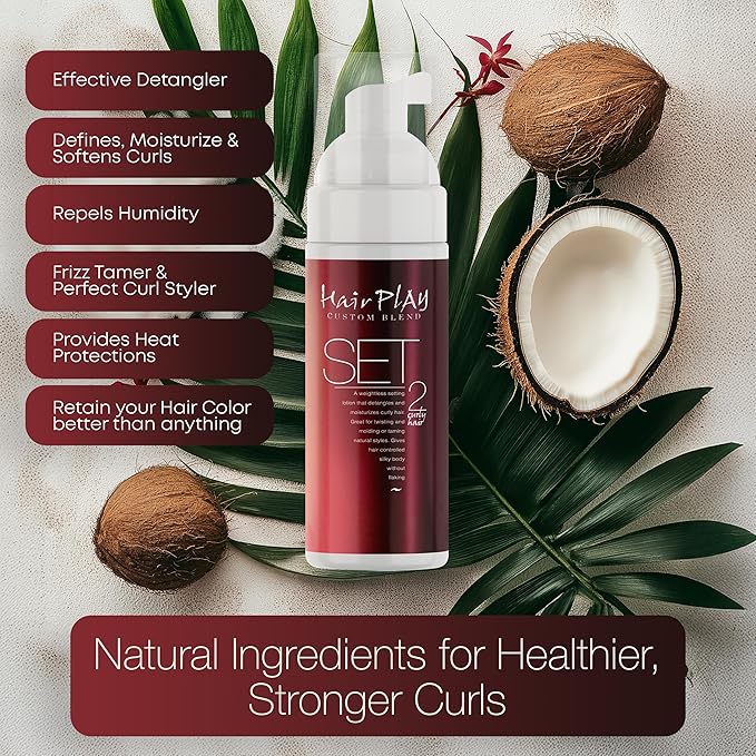 HairPlay Set #2 Hair Foam Mousse - Medium Hold Styling Foam for Frizz Control - Hair Mousse for Curls - Curl Defining Moistiurizing Mousse for Wavy Hair - 2 Fl Oz