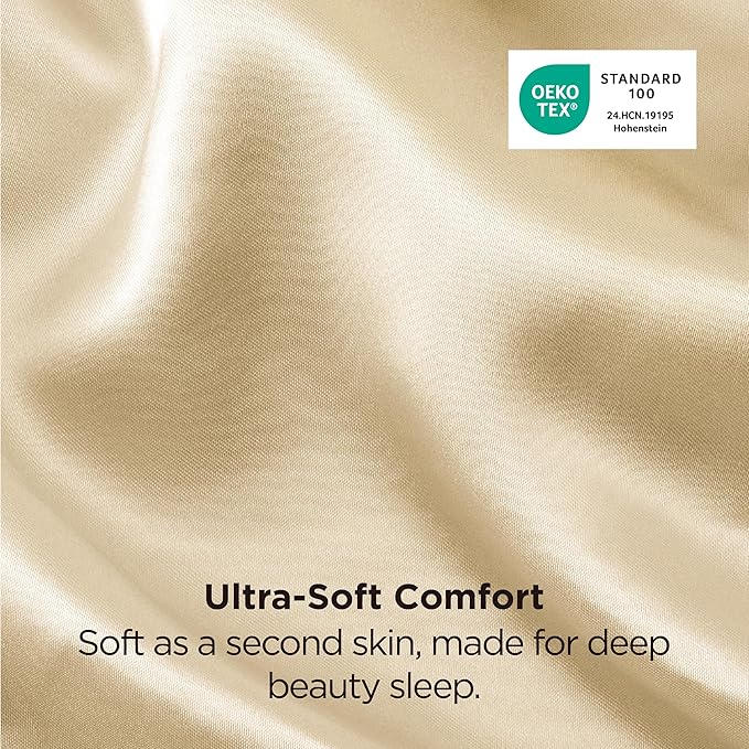 Bedsure King Size Satin Pillowcase Set of 2 - Champagne Gold Silky Pillow Cases for Hair and Skin with Envelope Closure, Similar to Silk Pillow Cases, Gifts for Women Men, 20x36 Inches, 2pcs