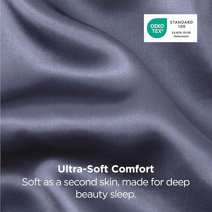 Bedsure King Size Satin Pillowcase Set of 2 - Blue Granite Silky Pillow Cases for Hair and Skin with Envelope Closure, Similar to Silk Pillow Cases, Gifts for Women Men, 20x36 Inches, 2pcs