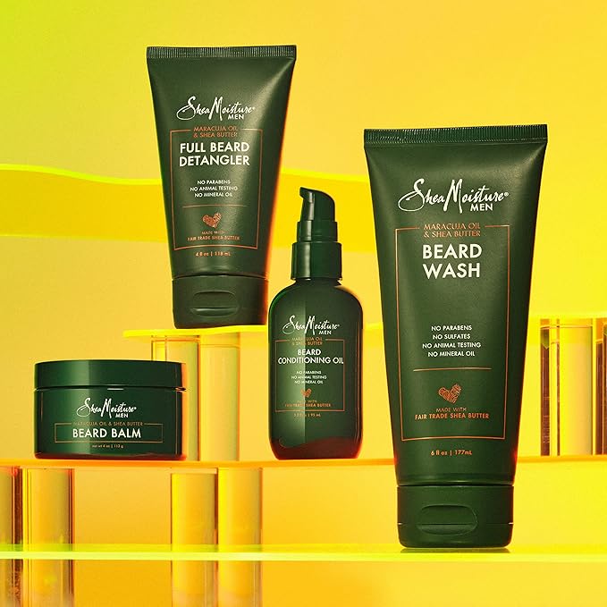 SheaMoisture Beard Care Set – Beard Wash & Full Beard Detangler with Shea Butter & Maracuja Oil, Gifts for Men (2 Piece Set)