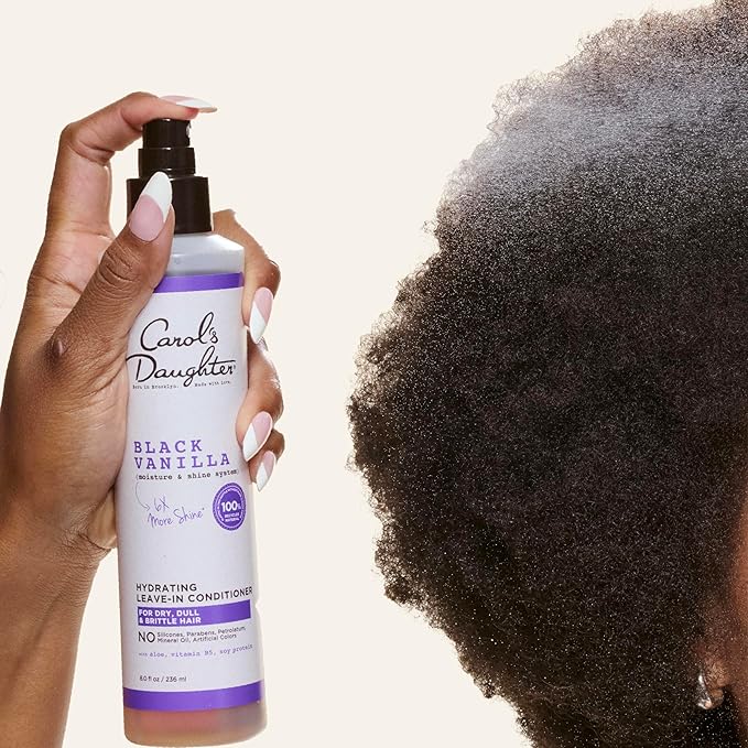 Carol's Daughter Black Vanilla Leave In Conditioner for Curly, Wavy or Natural Hair, Moisturizing Hair Care for Dry, Dull or Brittle Split Ends, 8 Fl Oz