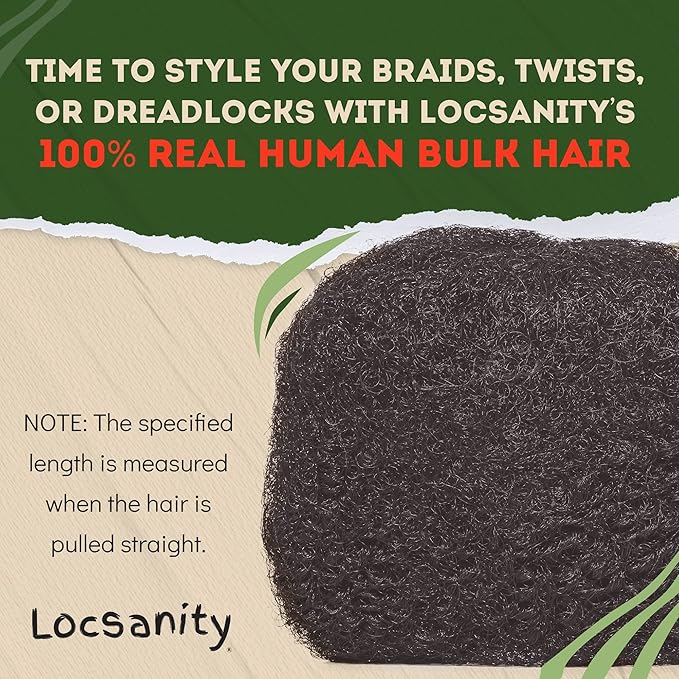 Locsanity Afro Kinky 100Percent Bulk Natural Human Hair - Braiding Hair for Dreadlocks, Loc Repair, Dreadlock Extensions, Twists, Braids - 8 Inches Long, 1 Oz #2 2 - Dark Brown