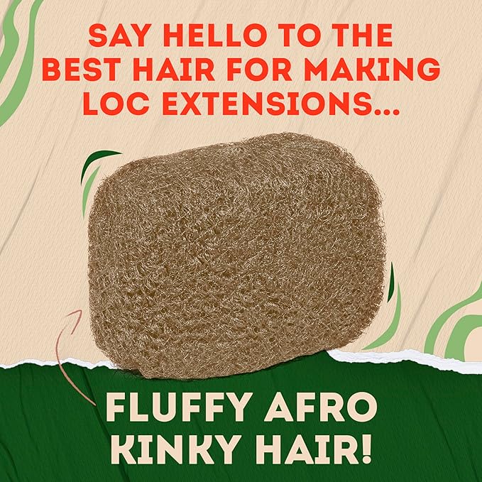 Locsanity Afro Kinky 100% Bulk Natural Human Hair - Braiding Hair for Dreadlocks, Loc Repair, Dreadlock Extensions, Twists, Braids - 8 Inches Long, 1 Oz