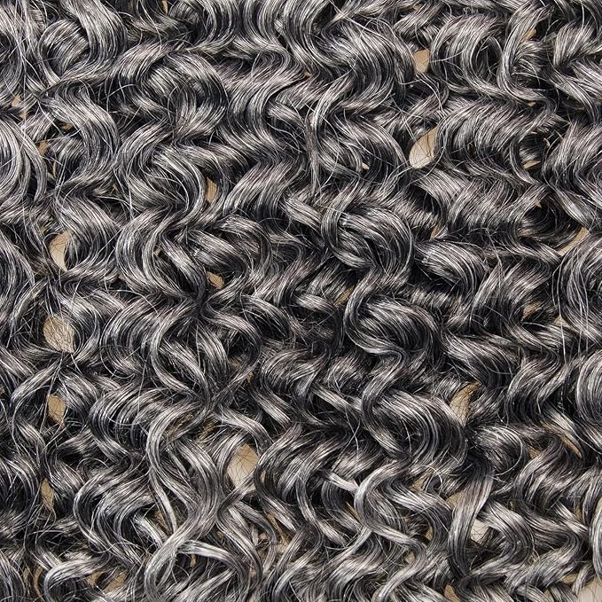YXCHERISHAIR 8 Packs Curly Crochet Hair GoGo Curl Crochet hair for Black Women Deep Wave Braiding hair,Synthetic Bohemian Crochet Braid Water Wave Crochet hair Extensions (1B/Grey, 24inch)