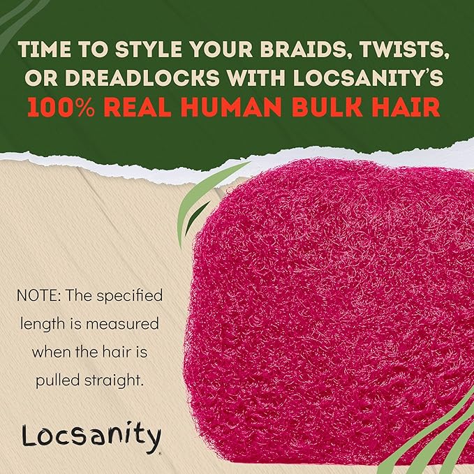 Locsanity Afro Kinky 100% Bulk Natural Human Hair - Braiding Hair for Dreadlocks, Loc Repair, Dreadlock Extensions, Twists, Braids - 8 Inches Long, 1 Oz