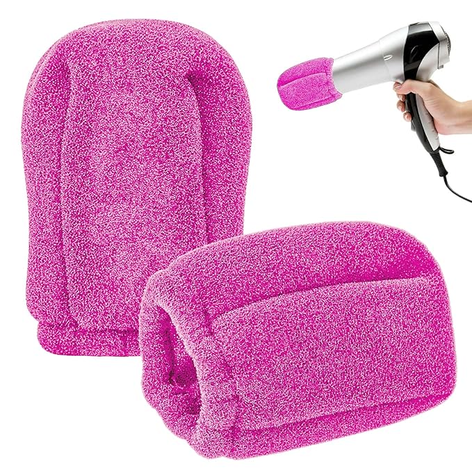 2Pcs Sock Diffuser for Hair Dryer, Universal Diffuser Hair Dryer Attachment Sock Curly Hair Blow Dryer with Diffuser for Curly Hair Diffuser Cap, Fits Most Every Size Blow Dryer (Pink)