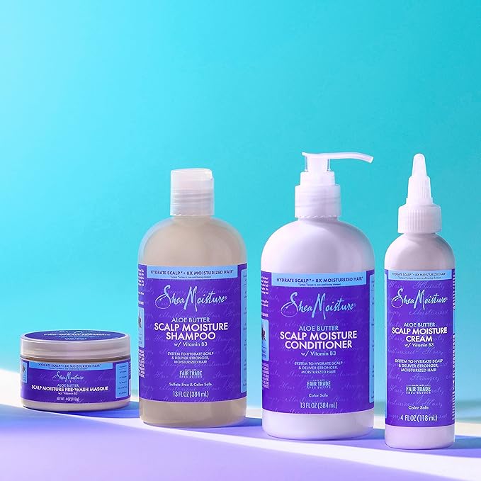 SheaMoisture Scalp Moisture Shampoo Aloe Butter & Vitamin B3 Hair Care with a Boost of Hydration To Hydrate Scalp + Moisturized Hair 13 oz