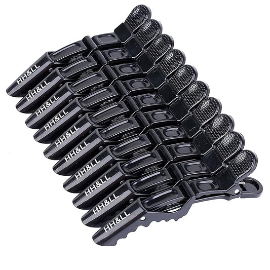HH&LL Hair Clips for Women – Wide Teeth & Double-Hinged Design – Alligator Styling Sectioning Clips of Professional Hair Salon Quality - 10Pack