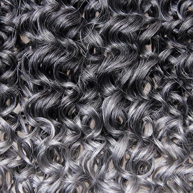 YXCHERISHAIR 8 Packs Curly Crochet Hair 14inch GoGo Curl Crochet hair for Women Deep Wave Braiding hair,Synthetic Bohemian Water Wave Crochet hair Braids (1B/Grey, 14inch)