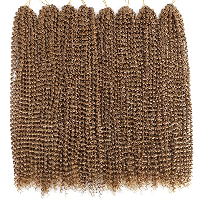 Passion Twist Hair Blonde 24 Inch 8 Packs Water Wave Crochet Hair For Women Curly Braiding Hair Long Spring Twist Hair Synthetic Hair Extension (24 Inch (Pack of 8), 27#)