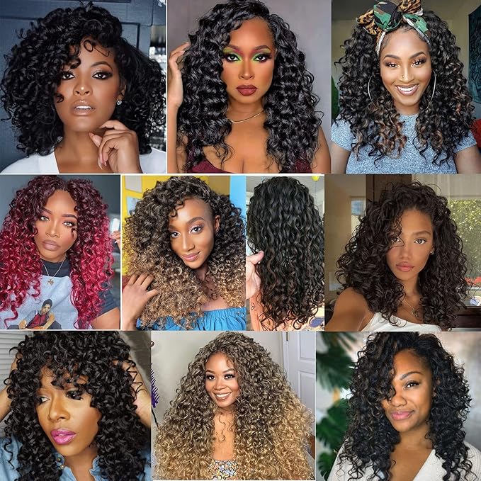 7 Packs GoGo Curl Crochet Hair 14 Inch Short Curly Crochet Hair for Women Beach Curl Water Wave Deep Twist Crochet Braids Synthetic Braiding Hair Extensions (14 Inch, TGRAY)