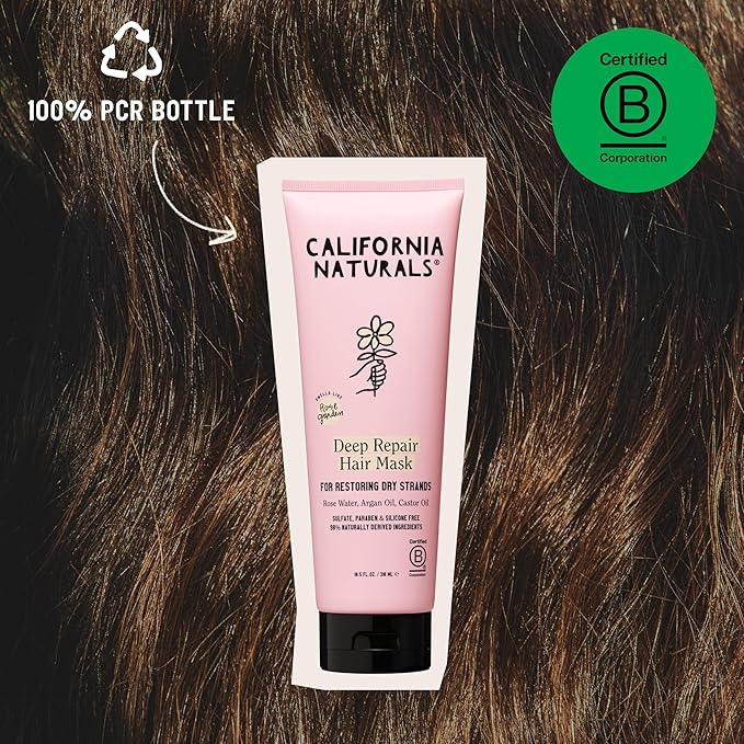 California Naturals Deep Repair Hair Mask, Paraben and Sulfate Free, Deep Conditioner for Dry, Damaged Hair, Vegan, Hydrating and Conditioning, For Curly, Frizzy, All Hair Types, 12 fl oz