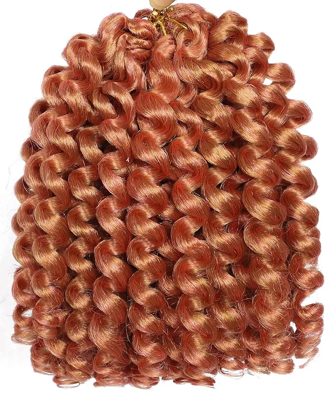Rose Golden Deep Pink Crochet Hair 60 Strands 2X Ringlet Wand Curl Jamaican Bounce 8 inch Synthetic Pre Looed Crochet Hair Extensions Crochet Braiding Hair 20 Roots (8Inch (Pack of 3), Pink)