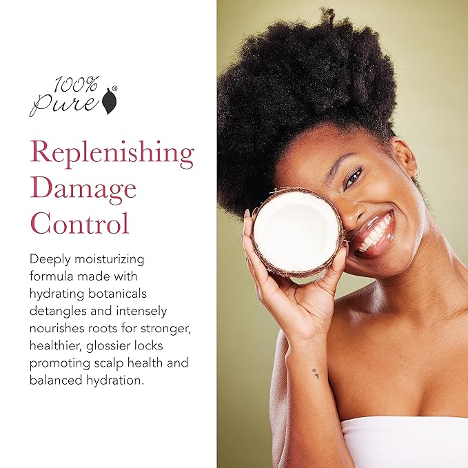 100% PURE Honey & Virgin Coconut Restorative Conditioner Moisturizer & Repair Replenishing Nutrient Boost for Dry Damaged Hair, Promotes Healthy Growth for Women & Men - Sulfate Free - 8 Fl Oz