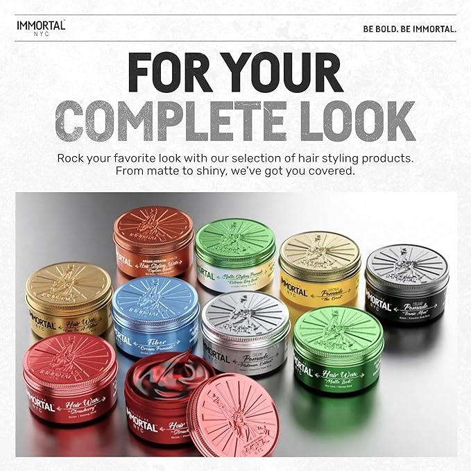 Immortal NYC Hair Styling Cream Pomade Platinum Edition - Mens Water Based, No Residue Hair Balm - All Natural Pomade -Strong Firm Hold - Gel for All Hair Types
