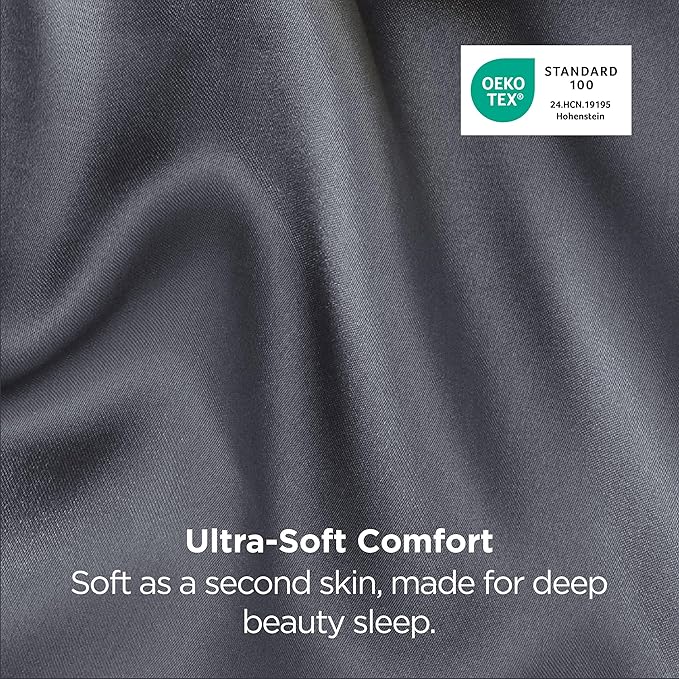 Bedsure King Size Satin Pillowcase Set of 2 - Space Grey Silky Pillow Cases for Hair and Skin with Envelope Closure, Similar to Silk Pillow Cases, Gifts for Women Men, 20x36 Inches, 2pcs