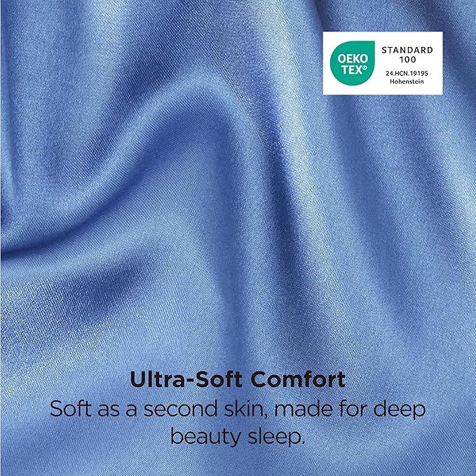 Bedsure Satin Pillowcase for Hair and Skin Queen - Sky Blue Silky Pillowcase 2 Pack with Envelope Closure, Similar to Silk Pillow Cases, Gifts for Women Men, 20x30 Inches, 2pcs