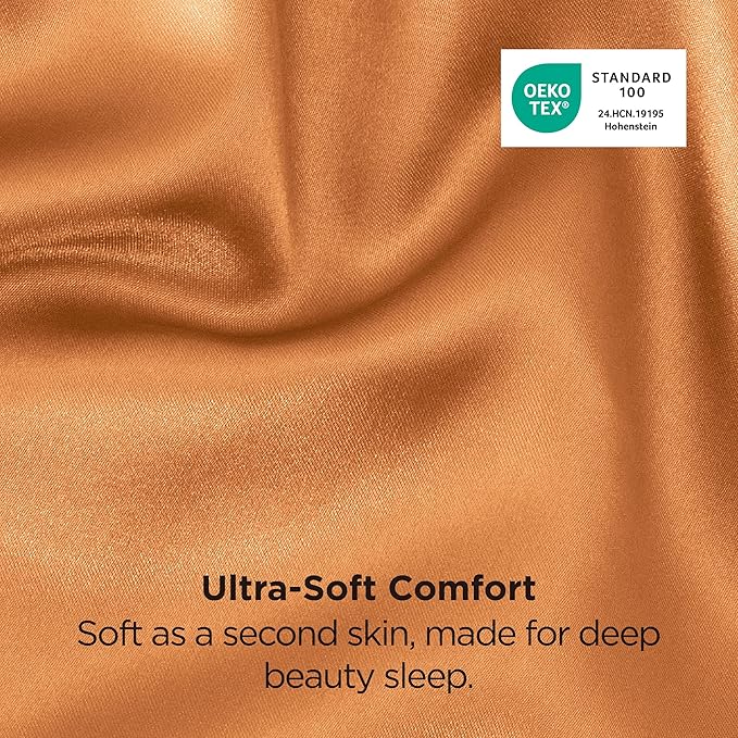 Bedsure King Size Satin Pillowcase Set of 2 - Orange Silky Pillow Cases for Hair and Skin with Envelope Closure, Similar to Silk Pillow Cases, Gifts for Women Men, 20x36 Inches, 2pcs