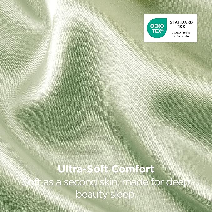 Bedsure King Size Satin Pillowcase Set of 2 - Laurel Green Silky Pillow Cases for Hair and Skin with Envelope Closure, Similar to Silk Pillow Cases, Gifts for Women Men, 20x36 Inches, 2pcs