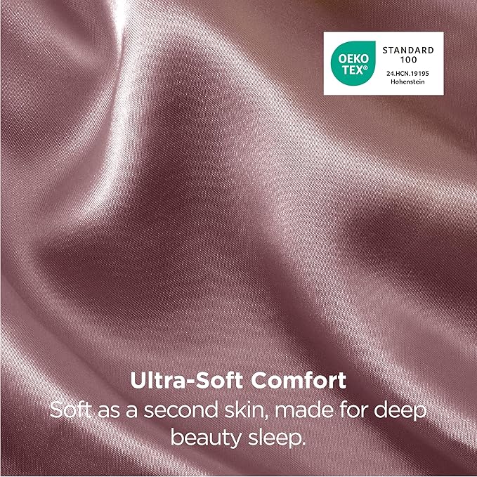 Bedsure King Size Satin Pillowcase Set of 2 - Nostalgia Rose Silky Pillow Cases for Hair and Skin with Envelope Closure, Similar to Silk Pillow Cases, Gifts for Women Men, 20x36 Inches, 2pcs