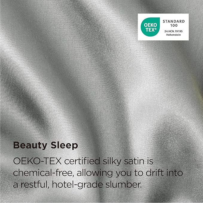 Bedsure Satin Pillowcase, Similar to Silk Pillow Cases Queen Size Set of 2, Cooling Pillow Case Covers with Envelope Closure, Room Decor Valentine Gifts for Women Men, Silver Grey, 20x30 Inches, 2pcs