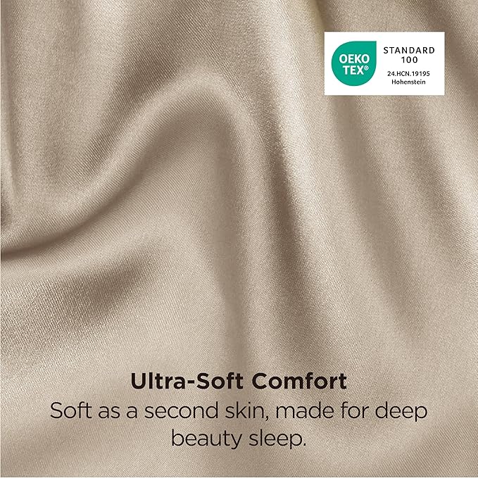 Bedsure King Size Satin Pillowcase Set of 2 - Khaki Silky Pillow Cases for Hair and Skin 20x36 Inches, Pillow Covers with Envelope Closure, Similar to Silk Pillow Cases, Gifts for Women Men